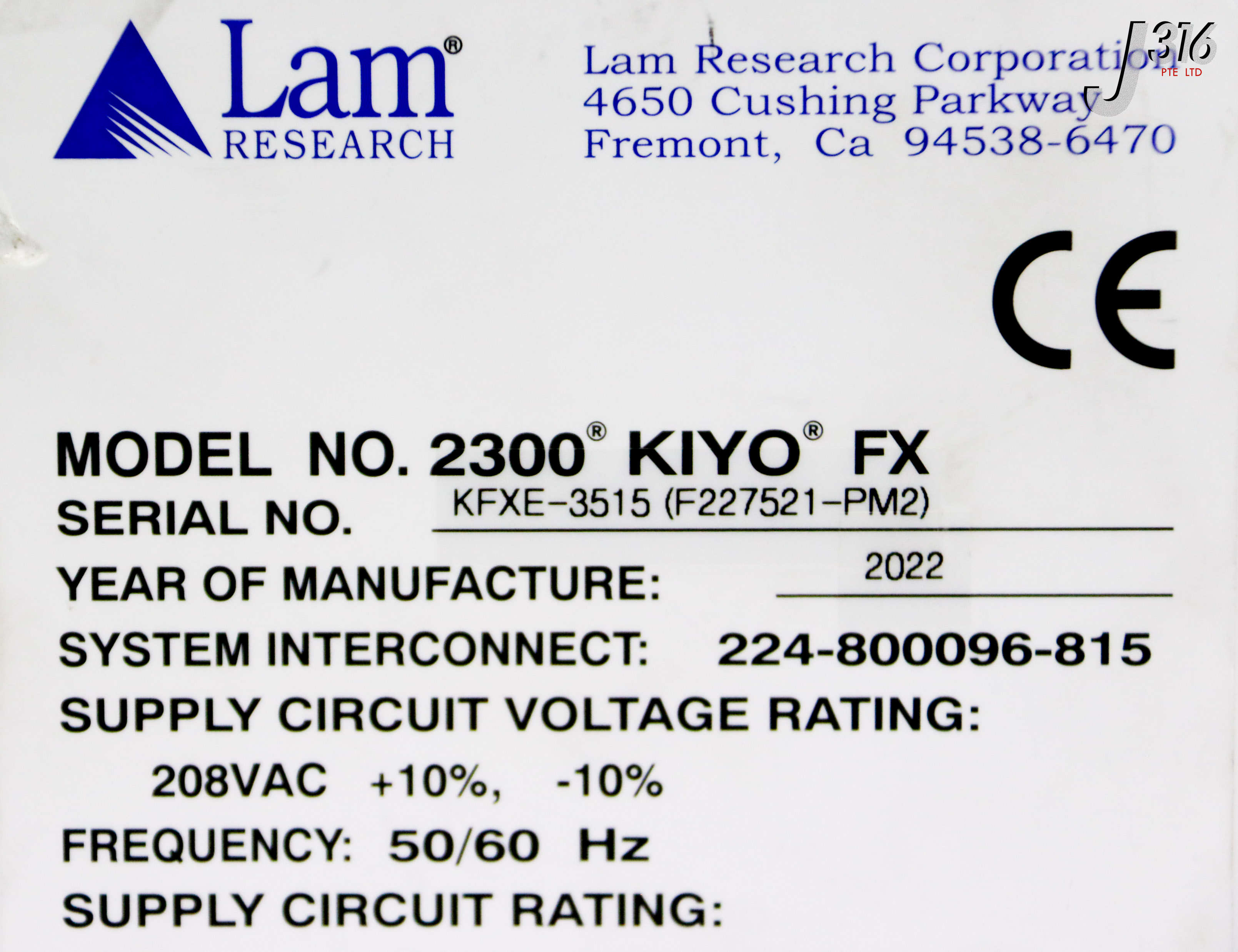 38044 LAM RESEARCH VME BOX, 2300 KIYO FX PROCESS MODULE 853-044013